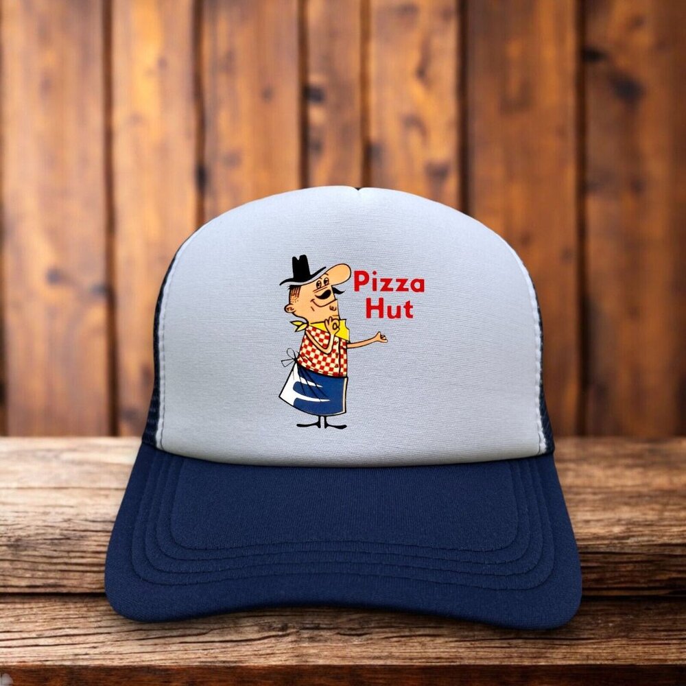Pizza Hut Vintage Logo Unisex Trucker Hat Navy Snapback Throwback Ball Cap
